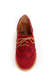Lisa 1 Red Velvet Brogue Lace-Up Oxford Flats