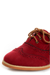 Lisa 1 Red Velvet Brogue Lace-Up Oxford Flats