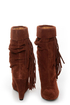 Kelsi Dagger Carousel Nutmeg Suede Fringe Cuffed Wedge Boots