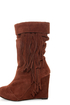Kelsi Dagger Carousel Nutmeg Suede Fringe Cuffed Wedge Boots