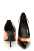 Kelsi Dagger Charley Black and Rose Gold Cap-Toe Pointed Pumps