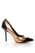 Kelsi Dagger Charley Black and Rose Gold Cap-Toe Pointed Pumps