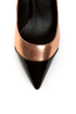 Kelsi Dagger Charley Black and Rose Gold Cap-Toe Pointed Pumps