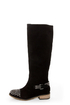 Kelsi Dagger Rover Black Suede Studded Cap-Toe Knee High Boots