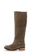 Kelsi Dagger Rover Taupe Suede Studded Cap-Toe Knee High Boots