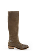 Kelsi Dagger Rover Taupe Suede Studded Cap-Toe Knee High Boots