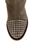 Kelsi Dagger Rover Taupe Suede Studded Cap-Toe Knee High Boots