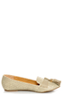 Messina 12 Beige Textured Tassel Smoking Slipper Flats