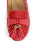 Messina 12 Red Textured Tassel Smoking Slipper Flats