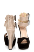 Monaco Black and Beige Belted Color Block Wedges