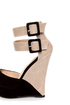 Monaco Black and Beige Belted Color Block Wedges