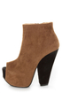 Luichiny Painted Toes Camel Peep Toe Platform Booties