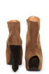 Luichiny Painted Toes Camel Peep Toe Platform Booties