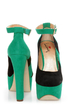 Luichiny Sal Ena Black and Aqua Color Block Platform Heels