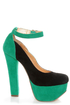 Luichiny Sal Ena Black and Aqua Color Block Platform Heels