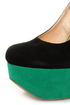 Luichiny Sal Ena Black and Aqua Color Block Platform Heels
