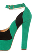 Luichiny Sal Ena Black and Aqua Color Block Platform Heels