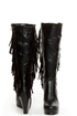 Luichiny Top That Black Fringe Wedge Boots