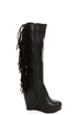 Luichiny Top That Black Fringe Wedge Boots