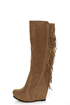 Luichiny Top That Tan Fringe Wedge Boots