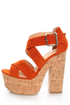 Luichiny Van Buren Orange Cork Super Platform Heels