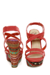 My Delicious Bruno Dark Salmon Floral Striped Platform Wedges