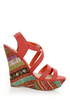 My Delicious Bruno Dark Salmon Floral Striped Platform Wedges