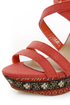 My Delicious Bruno Dark Salmon Floral Striped Platform Wedges
