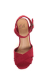 My Delicious Calmia Dark Red Cotton Striped Platform Wedges
