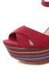 My Delicious Calmia Dark Red Cotton Striped Platform Wedges