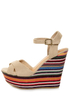 My Delicious Calmia Taupe Cotton Striped Platform Wedges