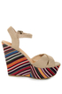 My Delicious Calmia Taupe Cotton Striped Platform Wedges