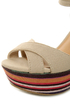 My Delicious Calmia Taupe Cotton Striped Platform Wedges
