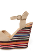 My Delicious Calmia Taupe Cotton Striped Platform Wedges