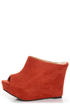 My Delicious Cubic Cinnamon Red Peep Toe Mule Wedges