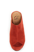 My Delicious Cubic Cinnamon Red Peep Toe Mule Wedges