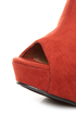 My Delicious Cubic Cinnamon Red Peep Toe Mule Wedges