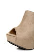 My Delicious Cubic Taupe Peep Toe Mule Wedges