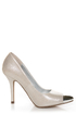 My Delicious Expo Silver Shimmer Pointed Cap-Toe Pumps