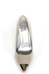 My Delicious Expo Silver Shimmer Pointed Cap-Toe Pumps
