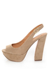 My Delicious Fausta Taupe Peep Toe Slingback Heels