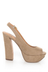 My Delicious Fausta Taupe Peep Toe Slingback Heels