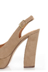 My Delicious Fausta Taupe Peep Toe Slingback Heels