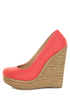 My Delicious Glow Coral Linen Espadrille Wedges