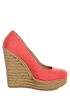 My Delicious Glow Coral Linen Espadrille Wedges