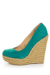 My Delicious Glow Dark Teal Suede Espadrille Wedges