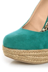 My Delicious Glow Dark Teal Suede Espadrille Wedges