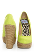 My Delicious Glow Yellow Neon Linen Espadrille Wedges