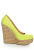 My Delicious Glow Yellow Neon Linen Espadrille Wedges