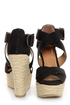 My Delicious Hall Black Linen Platform Wedges
